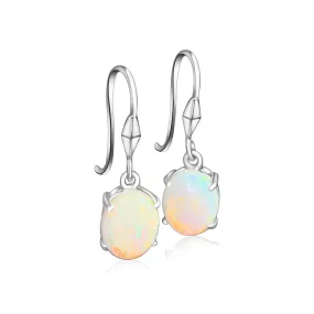 Sterling Silver dangling 10x8mm White Opal earrings