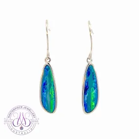 Sterling Silver dangling pear shape hook Opal doublet earrings
