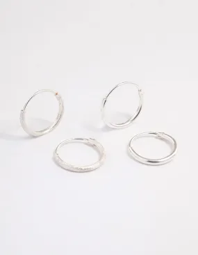 Sterling Silver Glitter Hoop Earring Pack