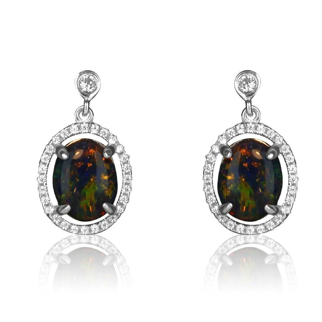 Sterling Silver Opal Triplet dangle Earrings