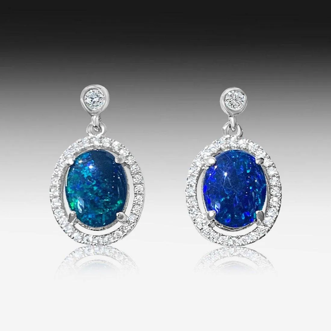 Sterling Silver Opal Triplet dangle Earrings