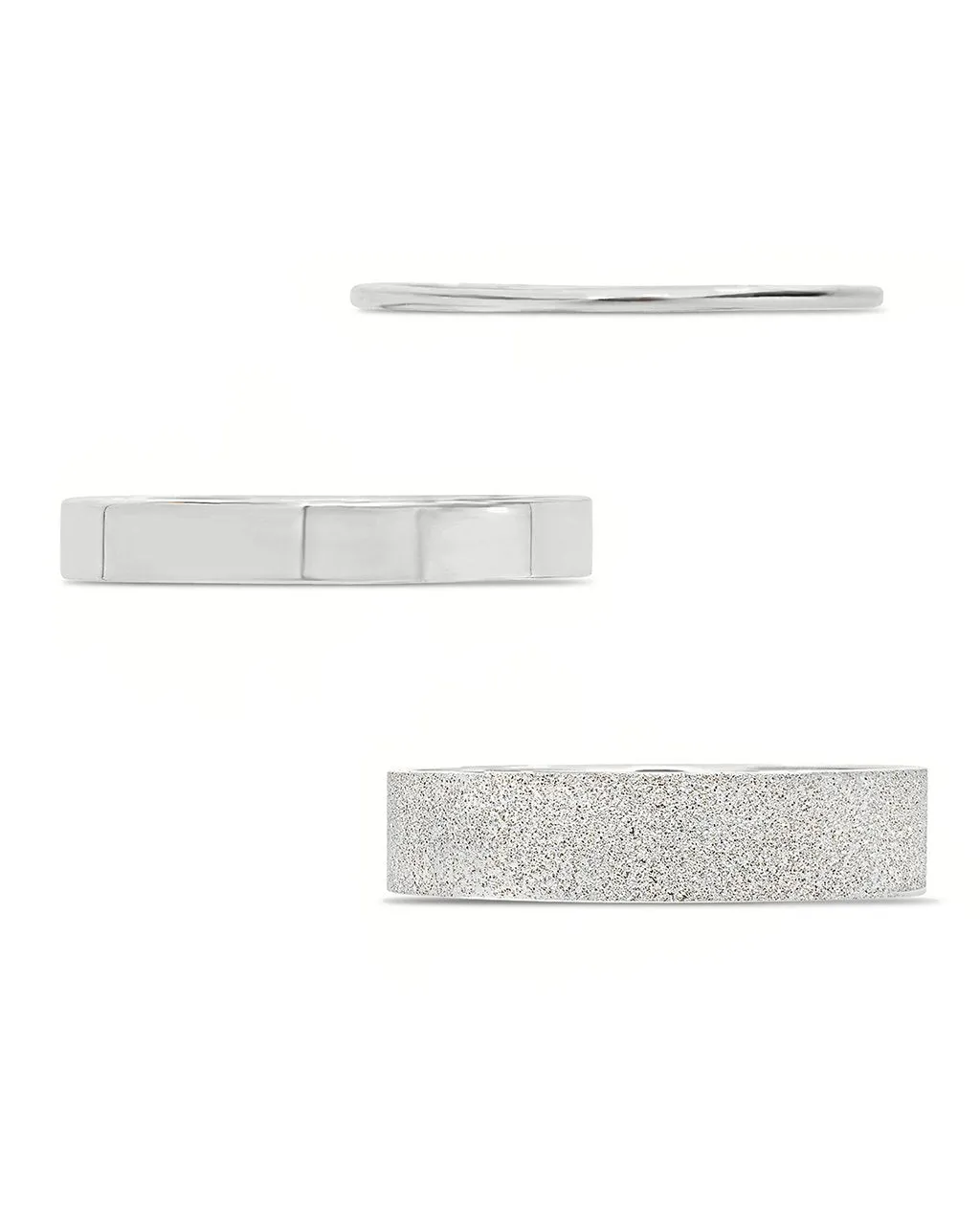 Sterling Silver Textured Stack Ring Set of 3