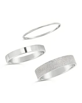 Sterling Silver Textured Stack Ring Set of 3