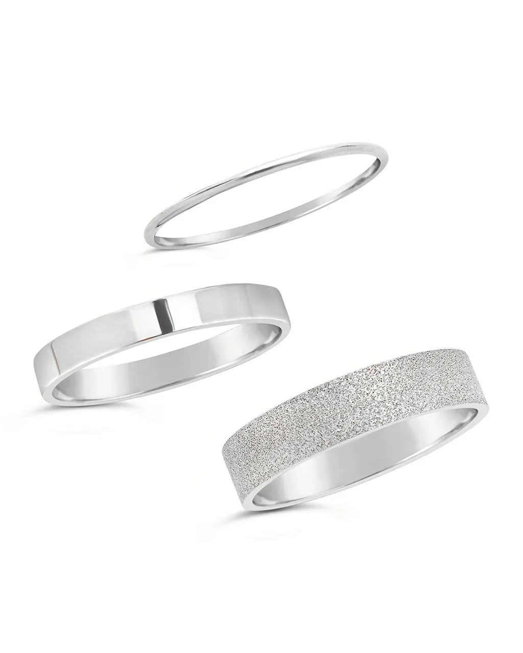 Sterling Silver Textured Stack Ring Set of 3
