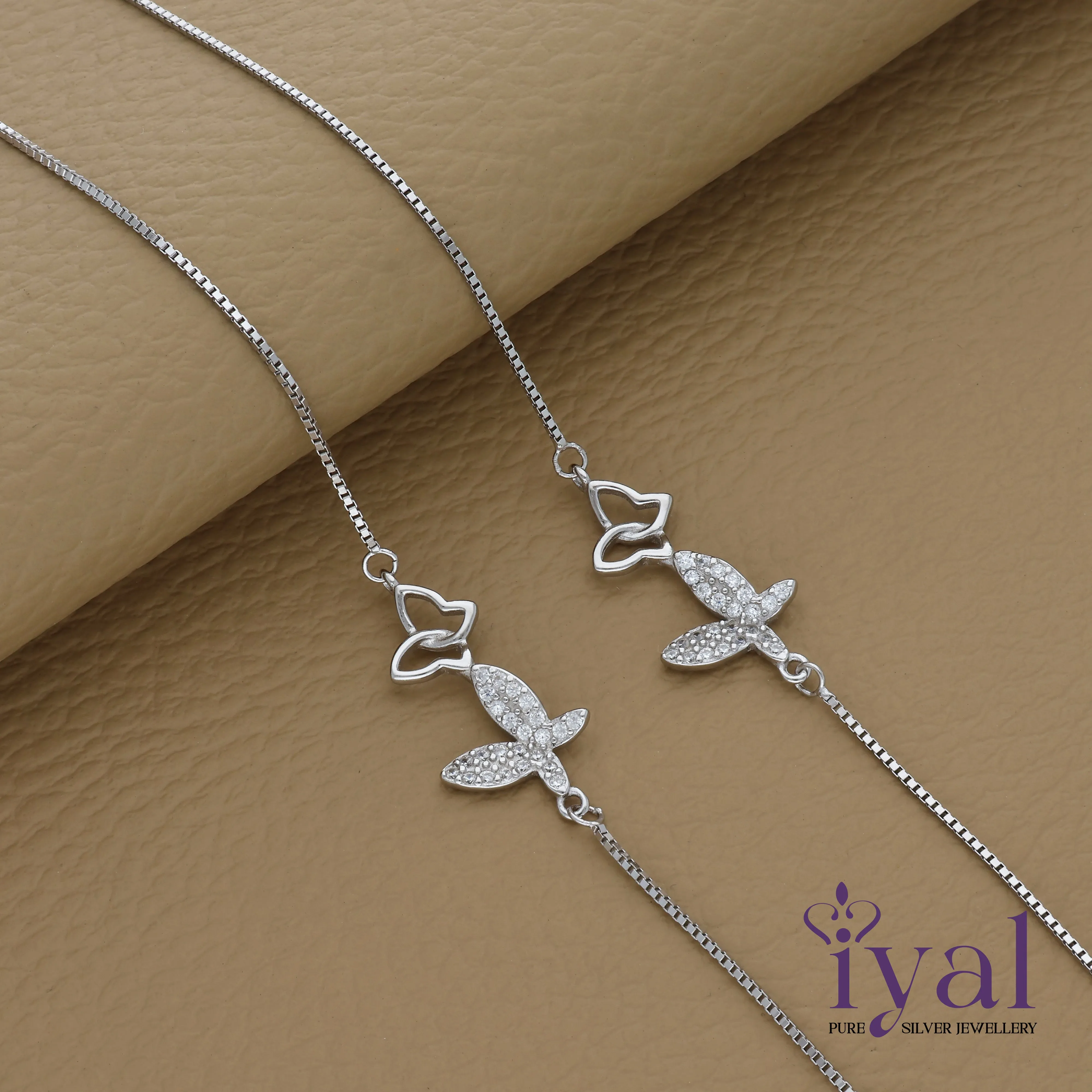 Stylish Butterfly Silver Anklet