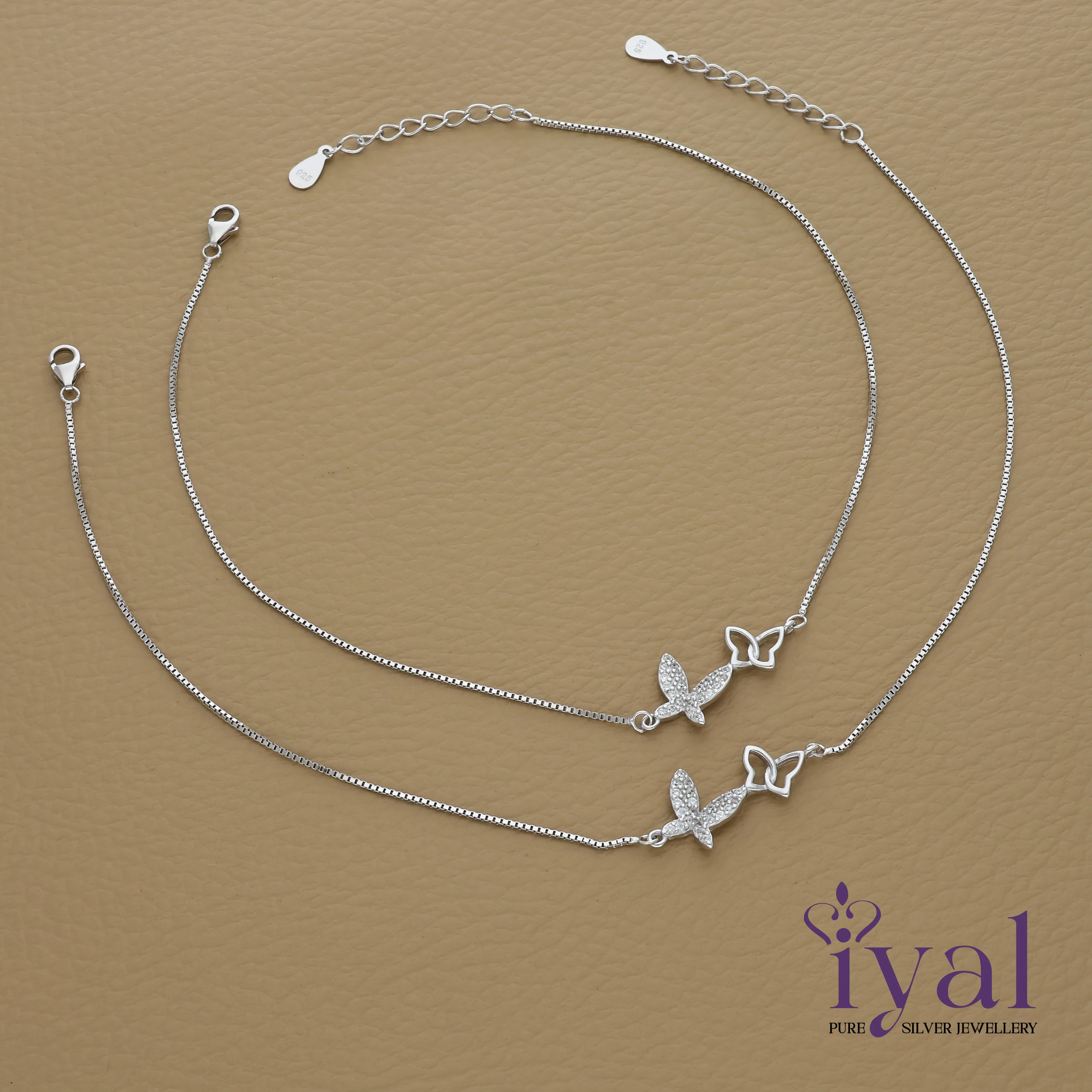 Stylish Butterfly Silver Anklet