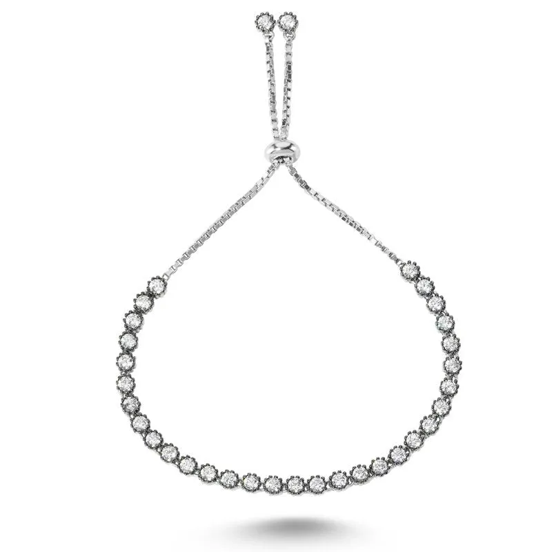 Sultan Silver Adjustable Stone Chain Bracelet
