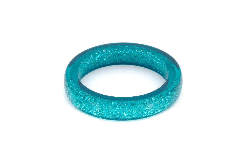 Teal Glitter Drop Hoop Earrings
