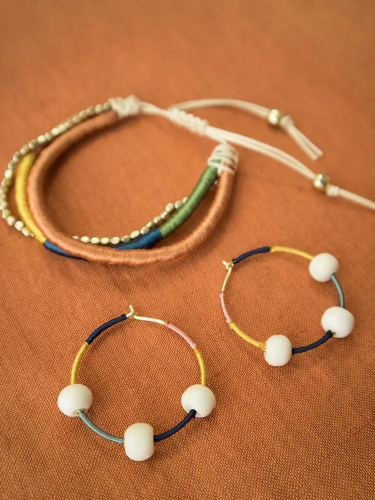 Threaded Hoop Earrings - Multi