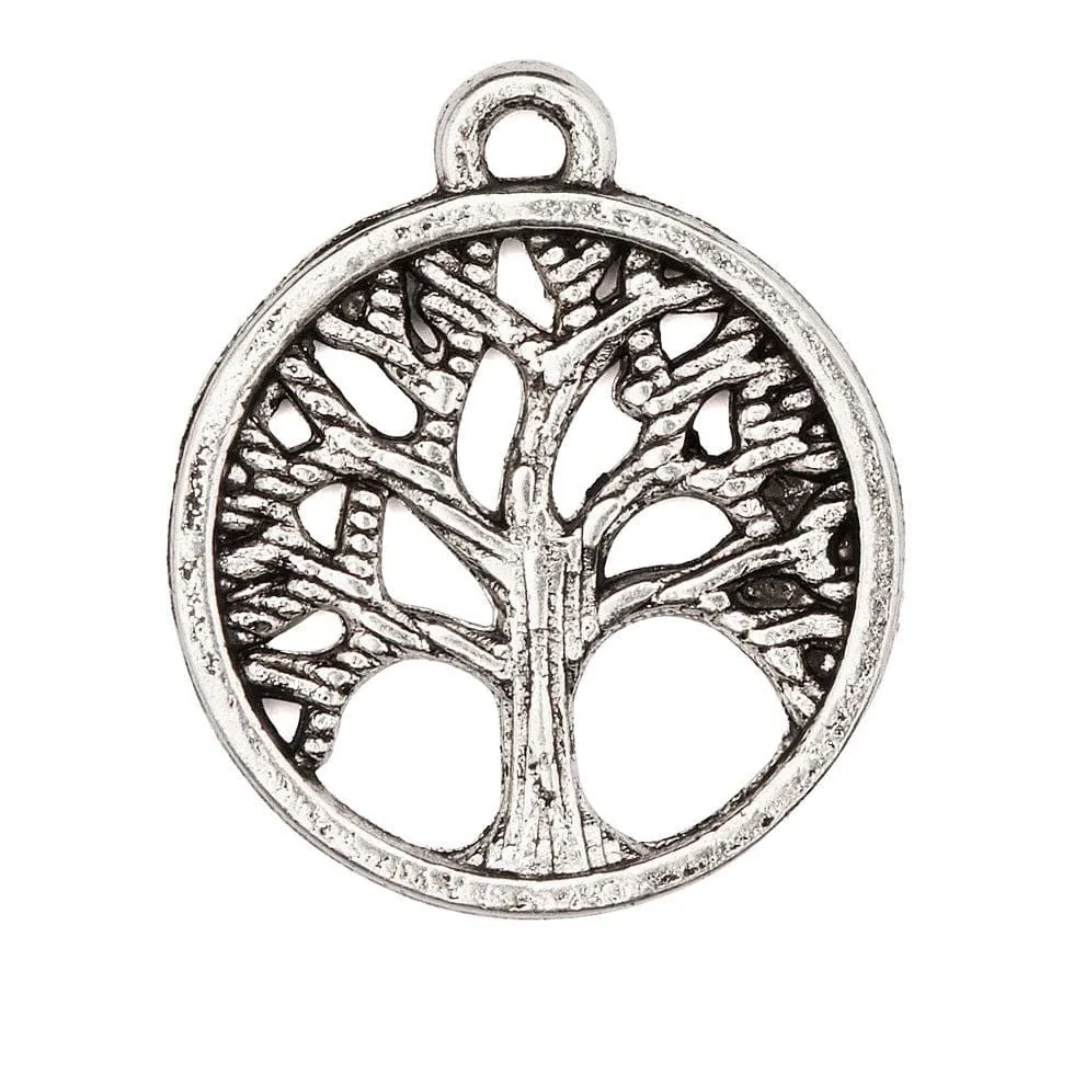 Tree of Life Charm Open Silver