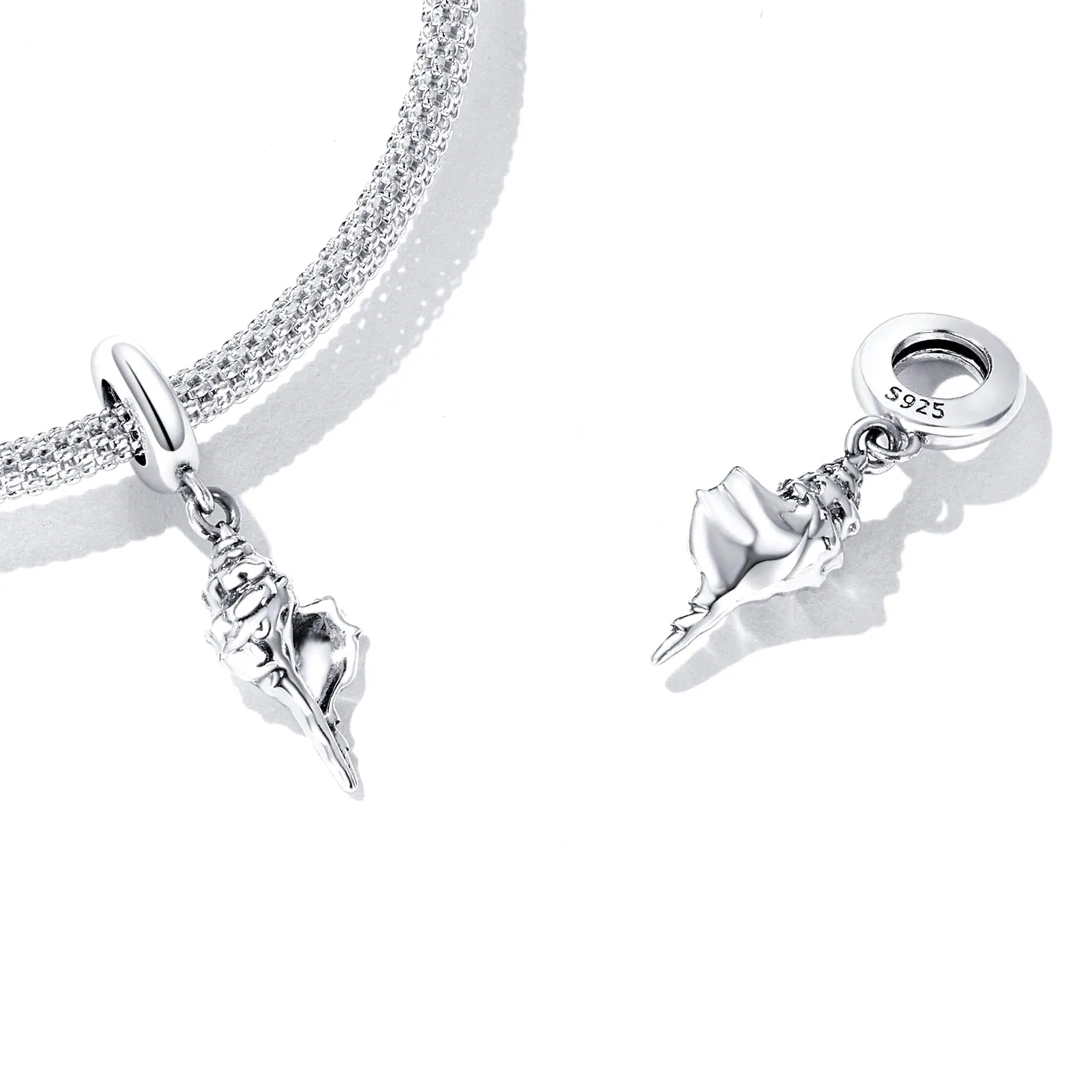 Tulip Seashell Charm 925 Sterling Silver
