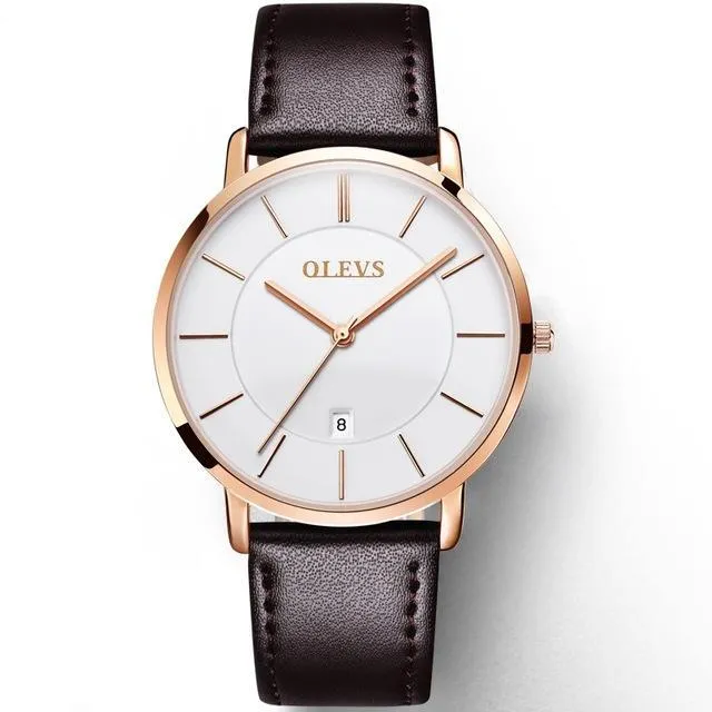 Ultra thin Fashion Wristwatch - Waterproof Leather Watchband