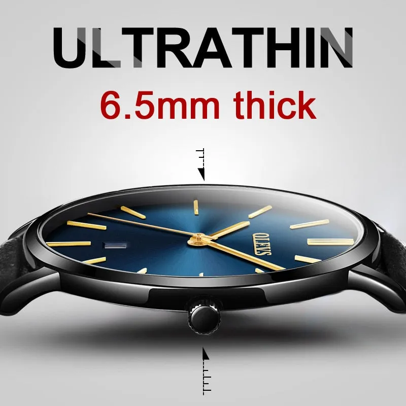 Ultra thin Fashion Wristwatch - Waterproof Leather Watchband