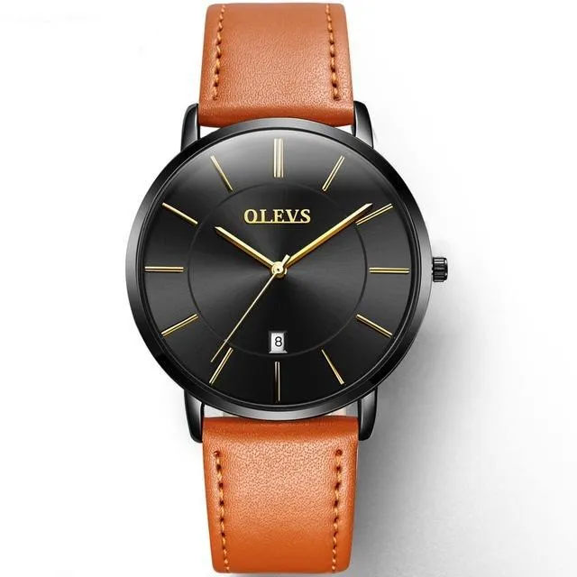 Ultra thin Fashion Wristwatch - Waterproof Leather Watchband