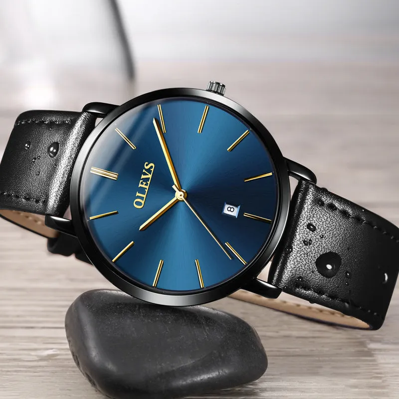 Ultra thin Fashion Wristwatch - Waterproof Leather Watchband