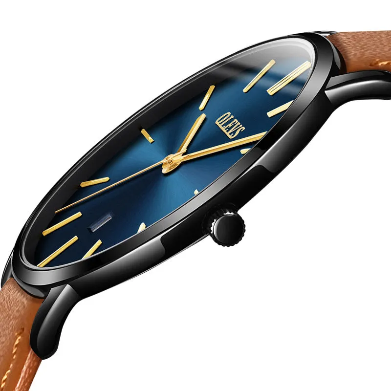 Ultra thin Fashion Wristwatch - Waterproof Leather Watchband