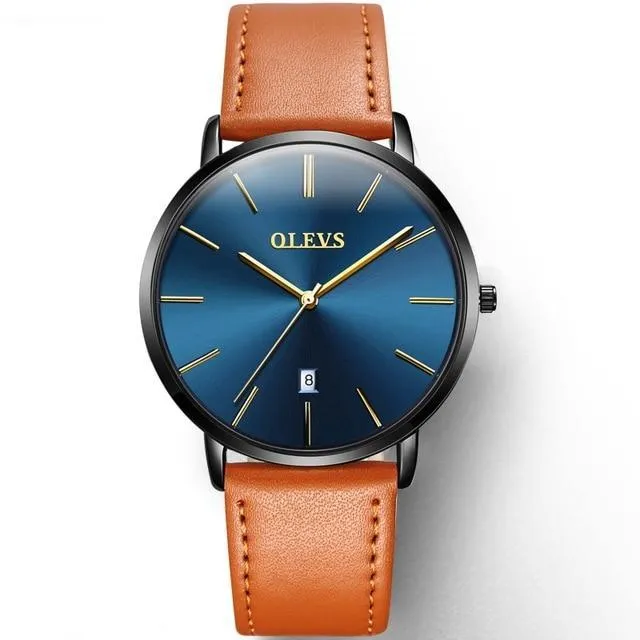 Ultra thin Fashion Wristwatch - Waterproof Leather Watchband
