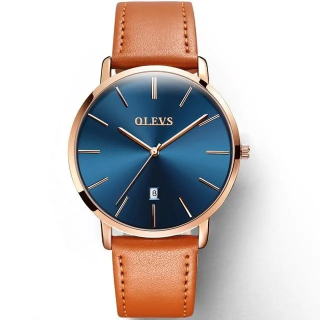 Ultra thin Fashion Wristwatch - Waterproof Leather Watchband