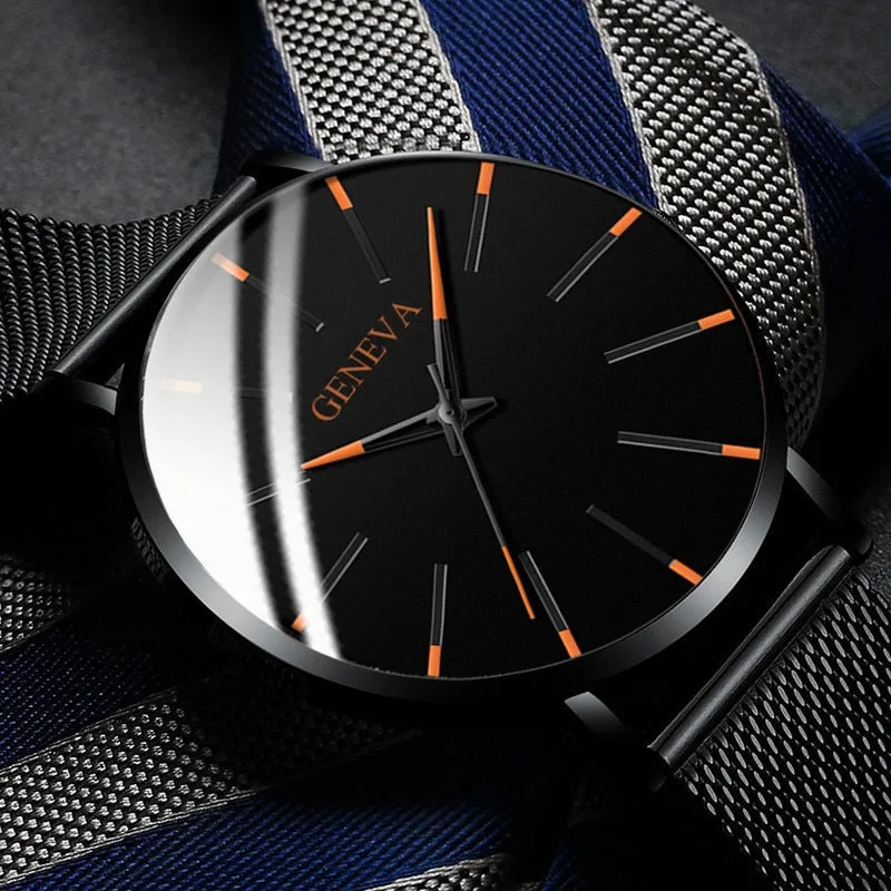 Ultra Thin Men Watches Mesh Belt Quartz Watch