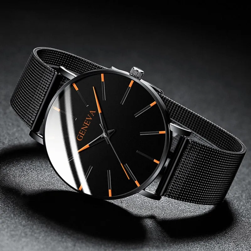 Ultra Thin Men Watches Mesh Belt Quartz Watch