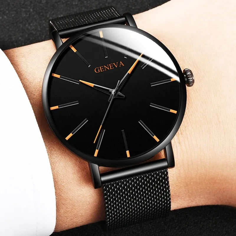 Ultra Thin Men Watches Mesh Belt Quartz Watch