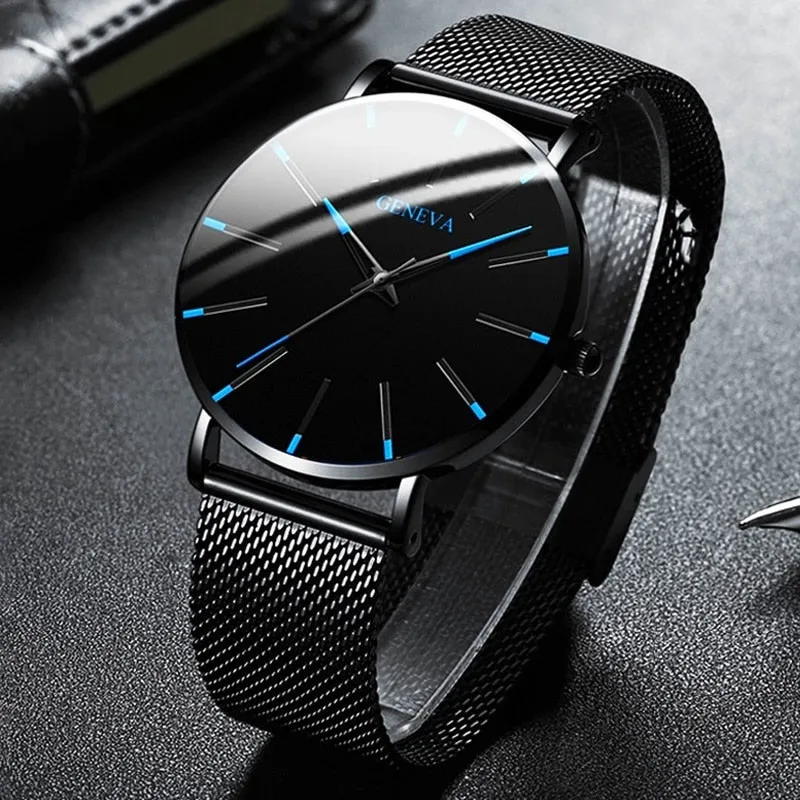 Ultra Thin Men Watches Mesh Belt Quartz Watch