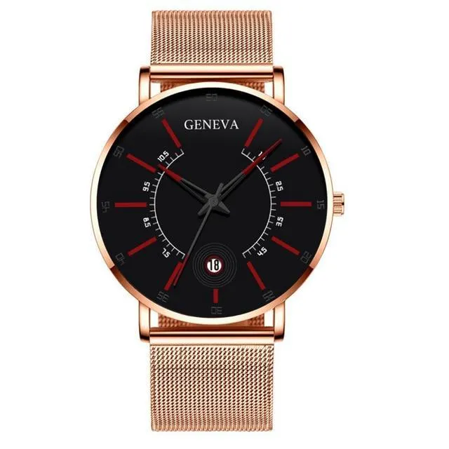 Unisex Ultra Thin Stainless Steel Mesh Band Watch