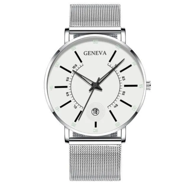 Unisex Ultra Thin Stainless Steel Mesh Band Watch
