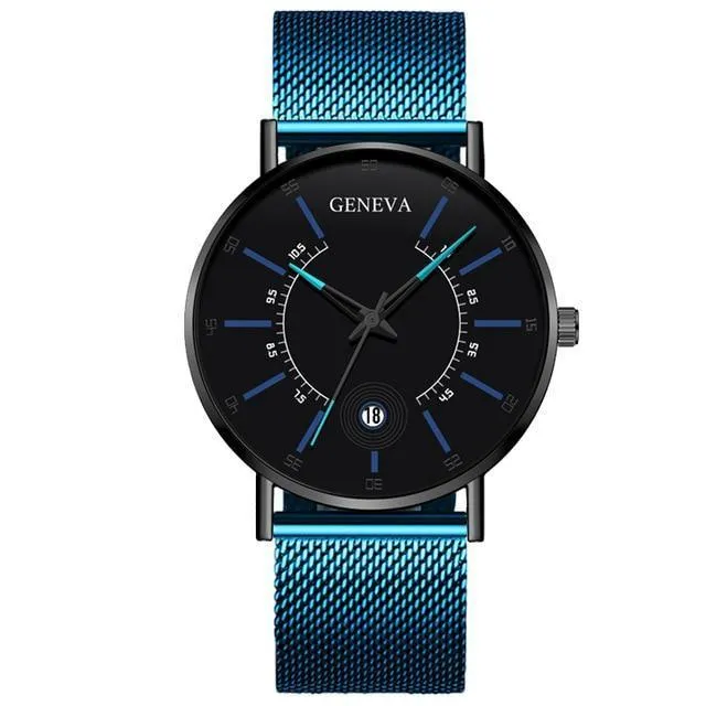 Unisex Ultra Thin Stainless Steel Mesh Band Watch