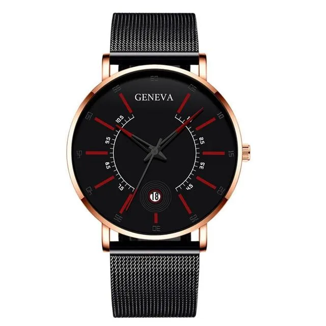 Unisex Ultra Thin Stainless Steel Mesh Band Watch