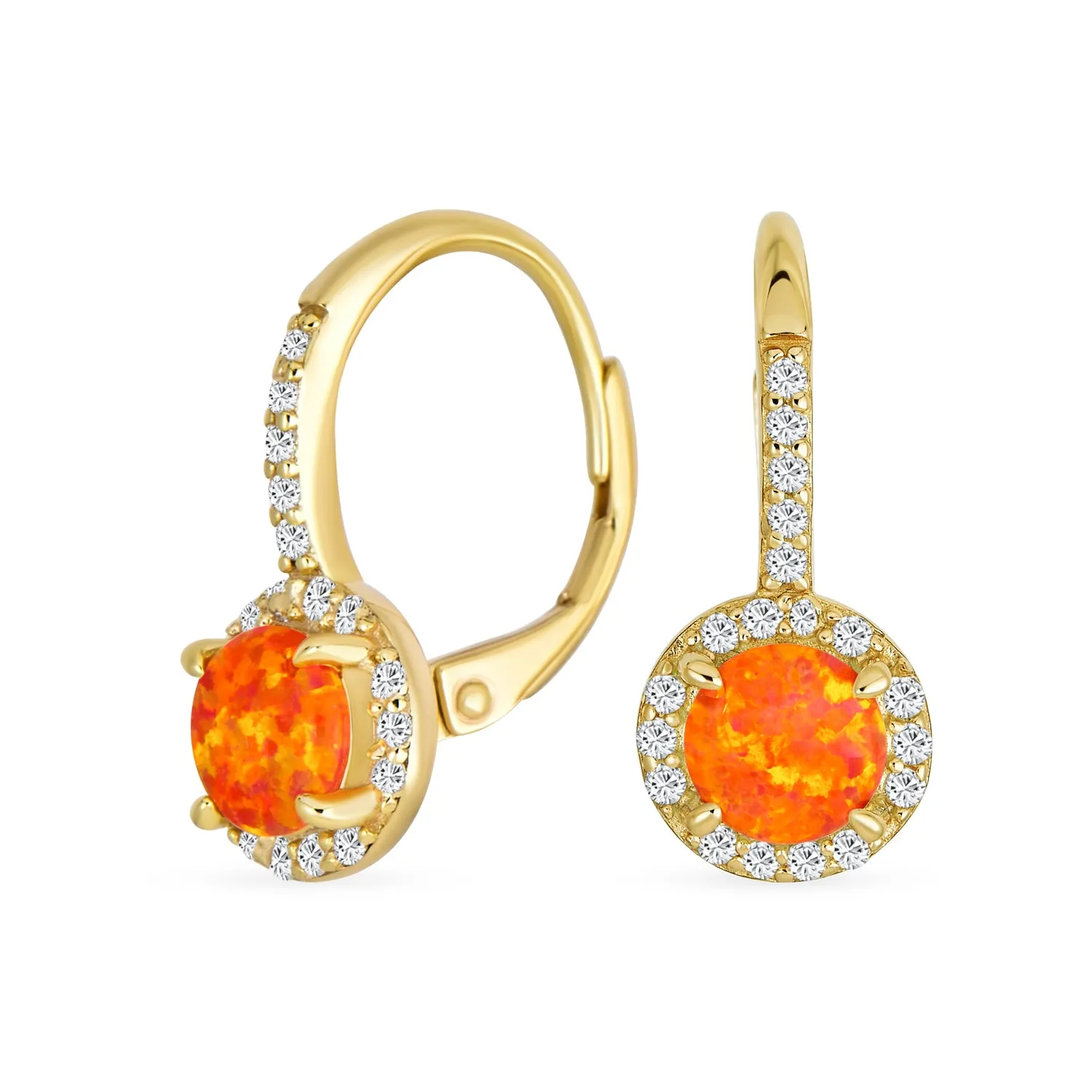 Vintage Dangle Gemstone Earrings CZ Halo Opal Rose Gold Sterling Silver