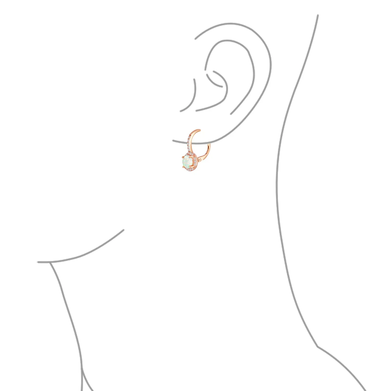 Vintage Dangle Gemstone Earrings CZ Halo Opal Rose Gold Sterling Silver