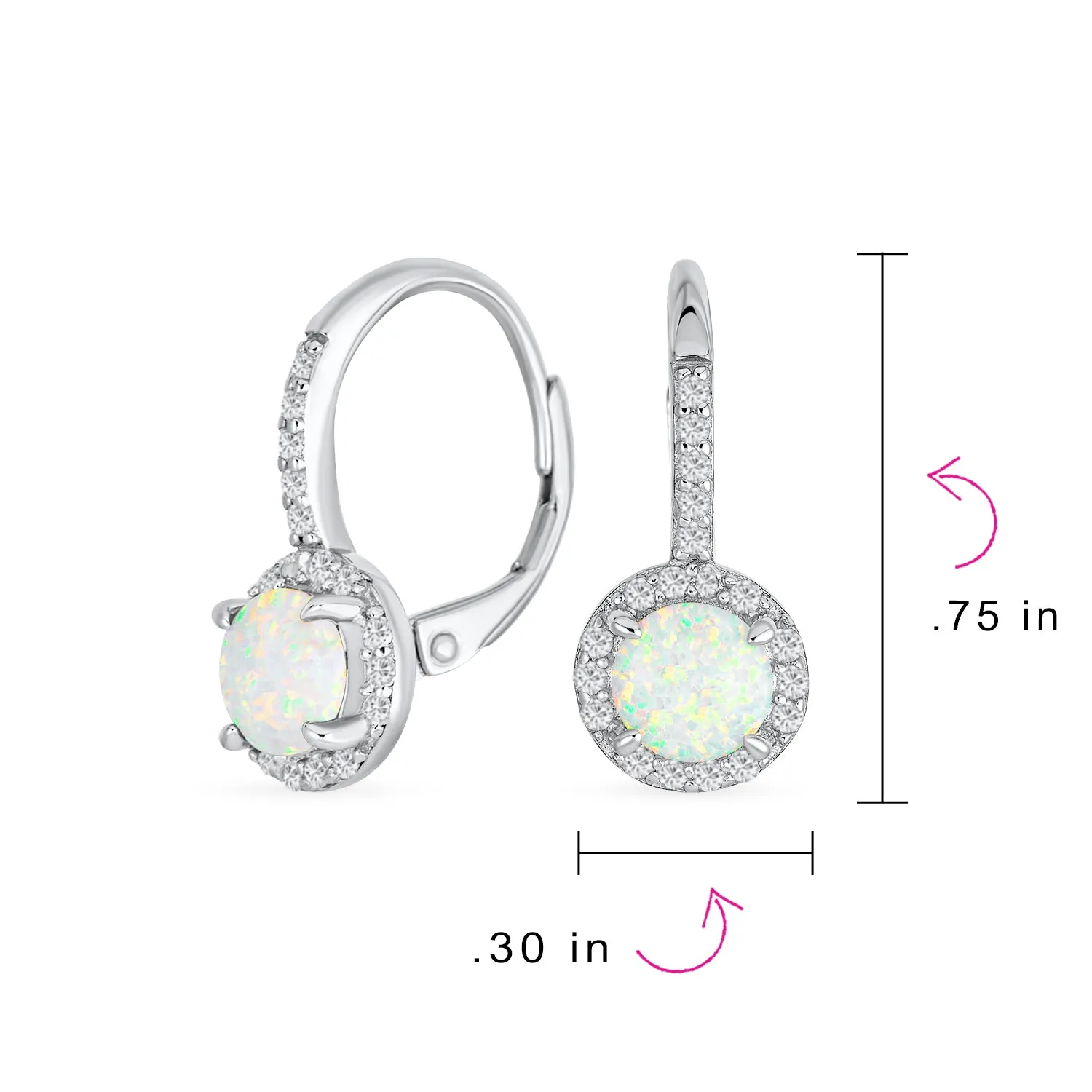 Vintage Dangle Gemstone Earrings CZ Halo Opal Rose Gold Sterling Silver