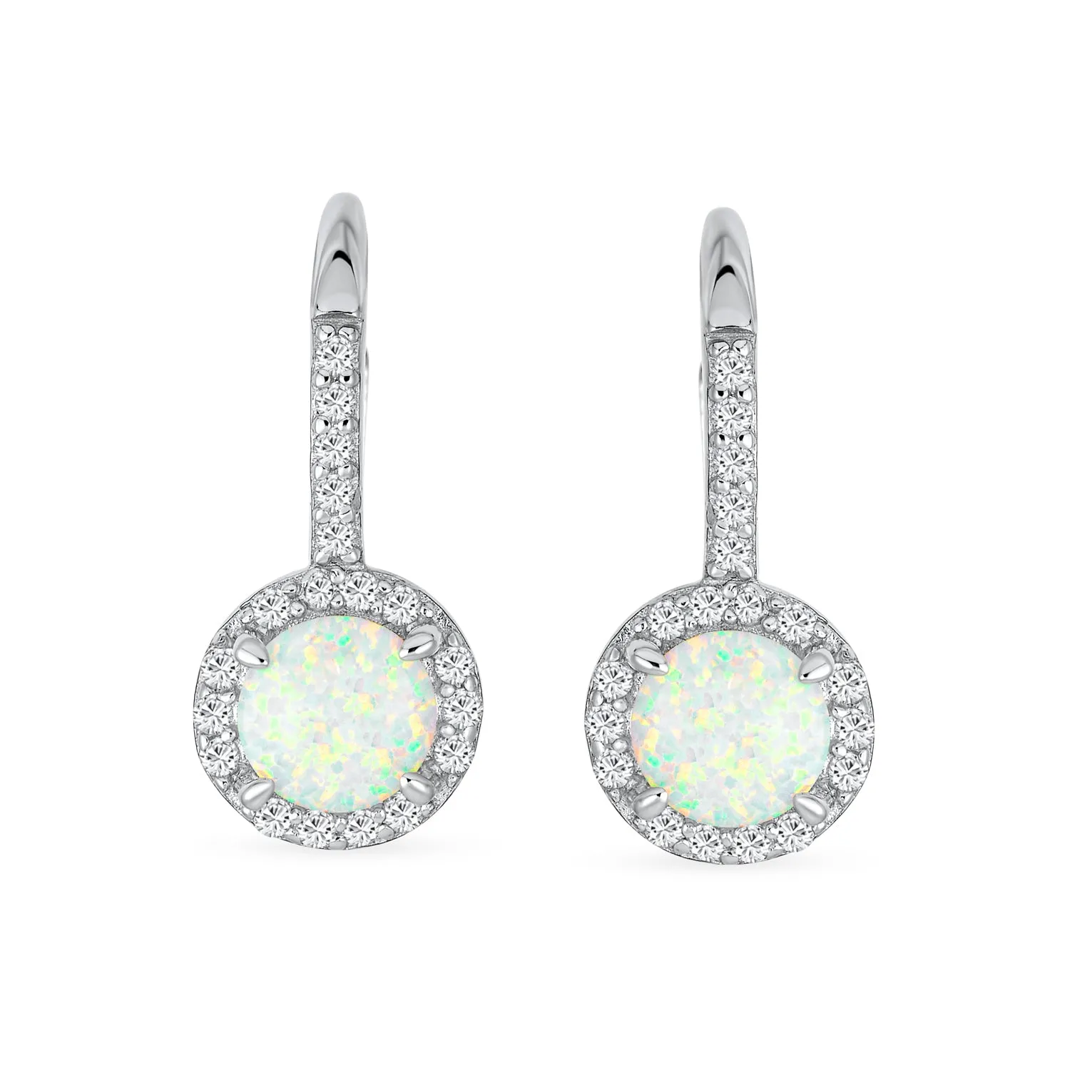 Vintage Dangle Gemstone Earrings CZ Halo Opal Rose Gold Sterling Silver