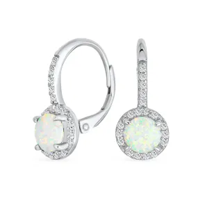 Vintage Dangle Gemstone Earrings CZ Halo Opal Rose Gold Sterling Silver