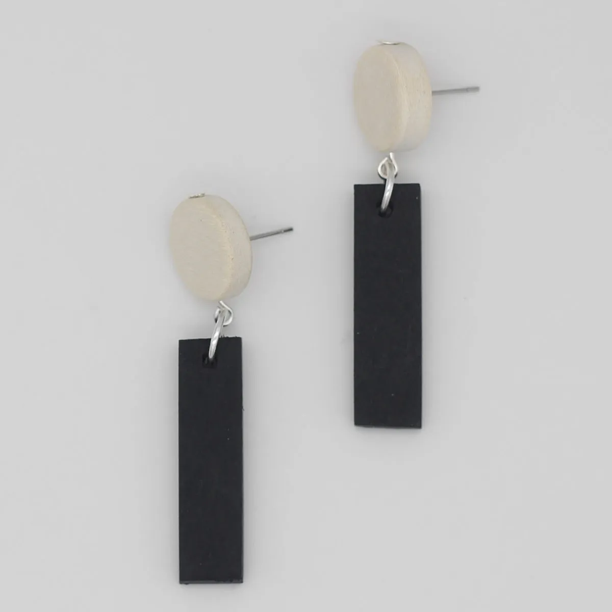 White and Black Anya Wood Dangle Statement Earring