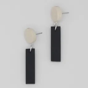White and Black Anya Wood Dangle Statement Earring