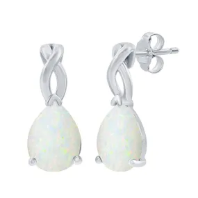 Women's Earrings - Sterling Silver Pear Shaped White Opal Post Back | D-8176