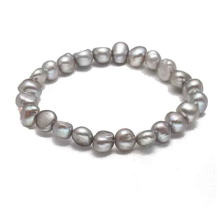 Women's Pearl Bracelet - Grey 7-8mm baroque