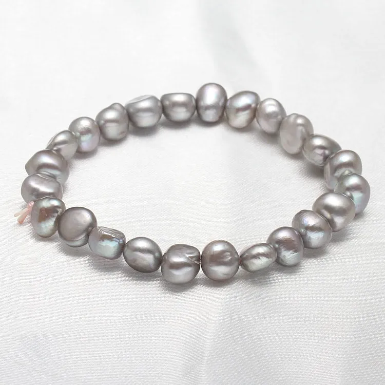 Women's Pearl Bracelet - Grey 7-8mm baroque
